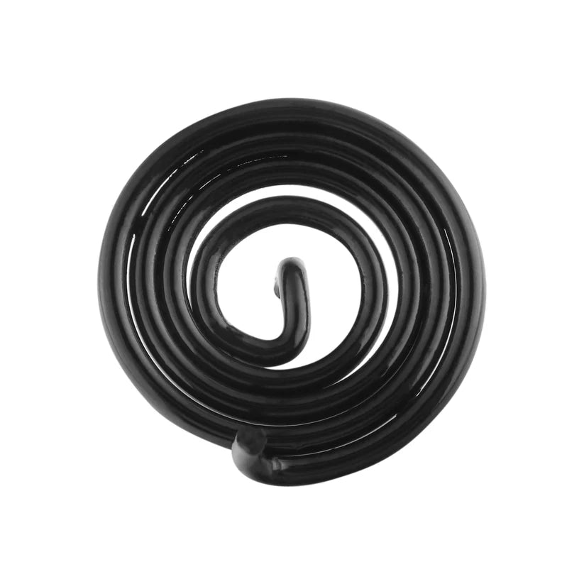 Front view of the black spiral Vastu spring on a white background