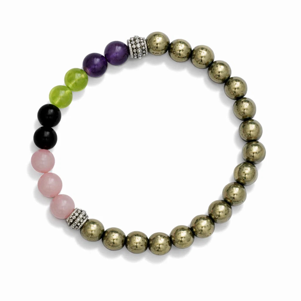 Skin radiance crystal bracelet in a close white-background bead view