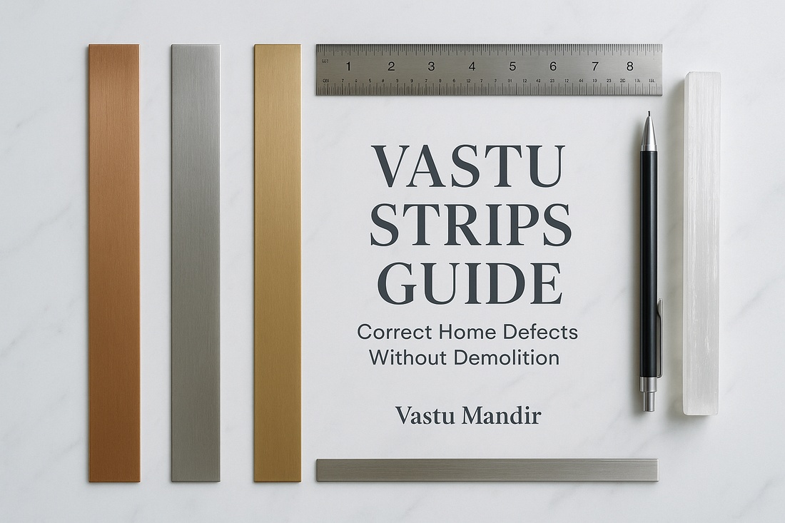 Luxury modern home showing Vastu metal strips placed neatly for directional correction.