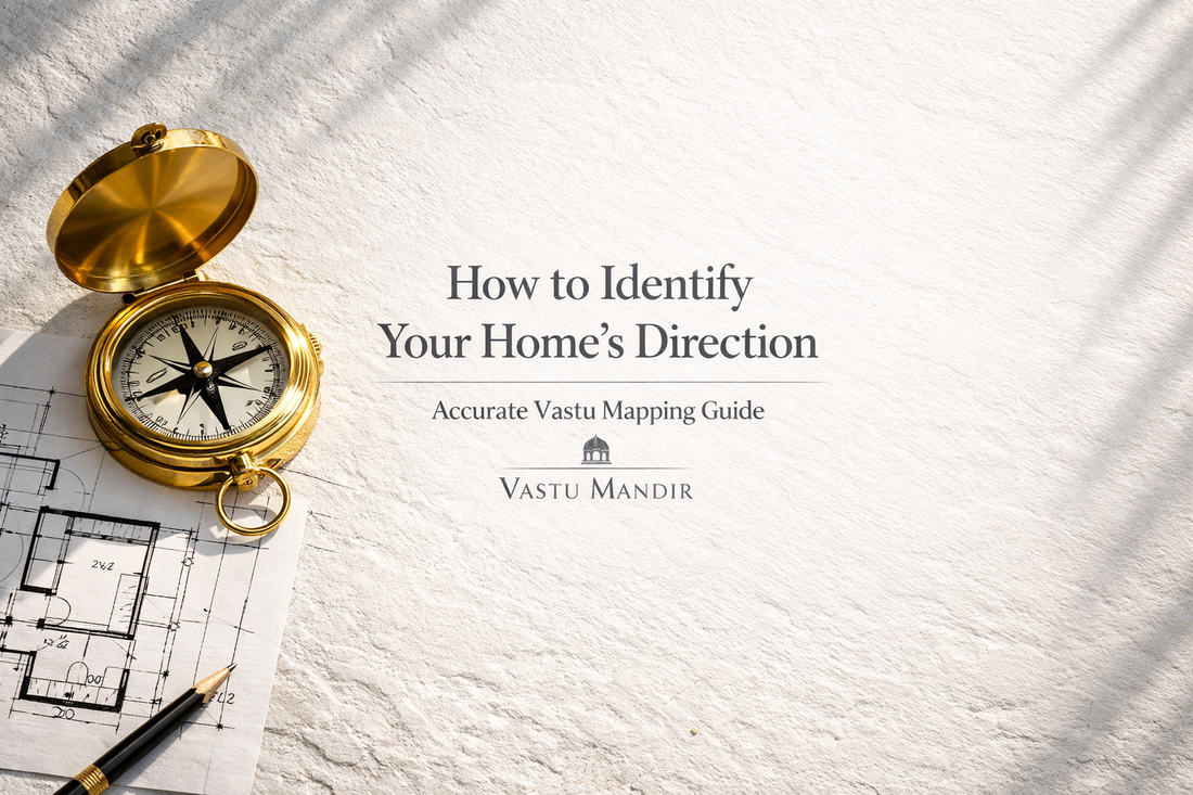 Compass and floor plan used to identify home direction for Vastu mapping