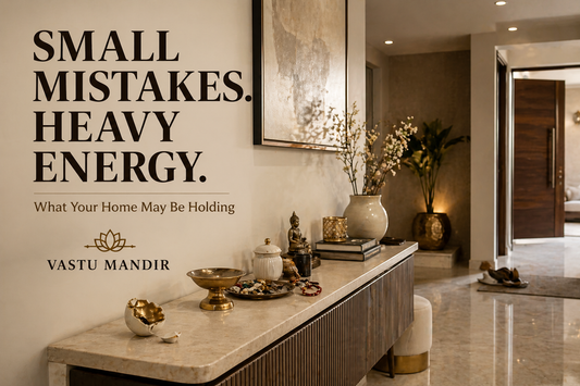 Luxury Indian home interior showing subtle daily Vastu mistakes such as cluttered surfaces, ignored corners, and blocked energy flow.