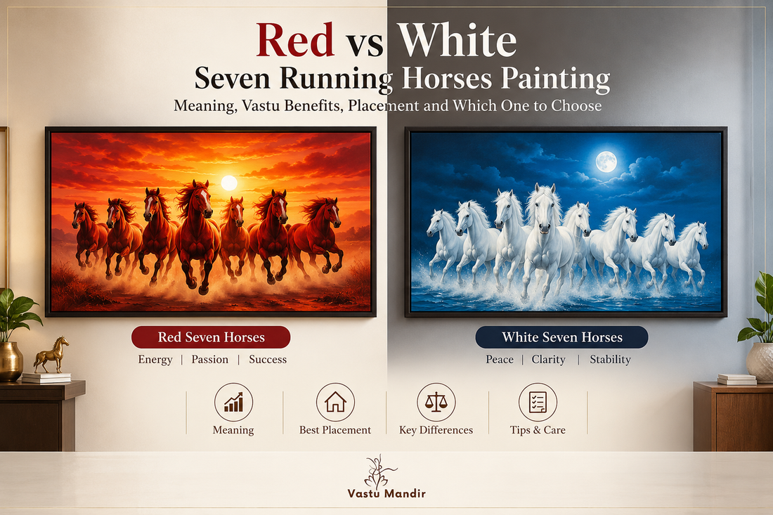 Red vs White Seven Running Horses Painting as per Vastu