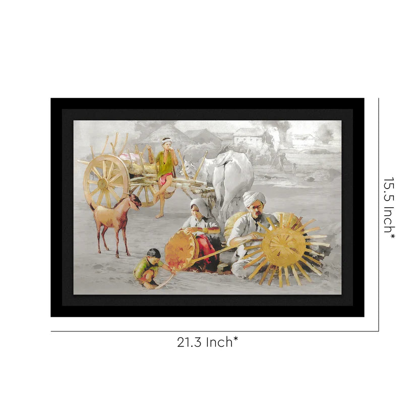 vastu mandir wall art, Village Scenery for Vastu, vastu wall scenery art decoration, vastu home decoration 