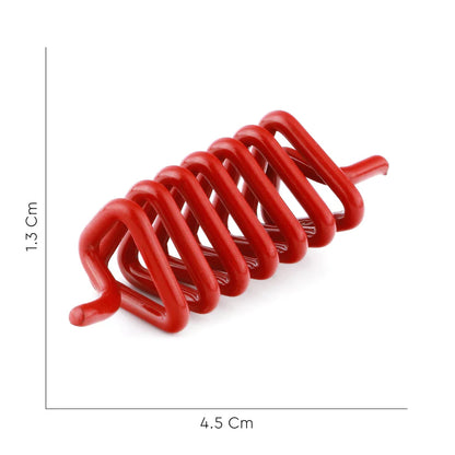 Red Vastu spring dimension graphic showing 4.5 by 1.5 cm