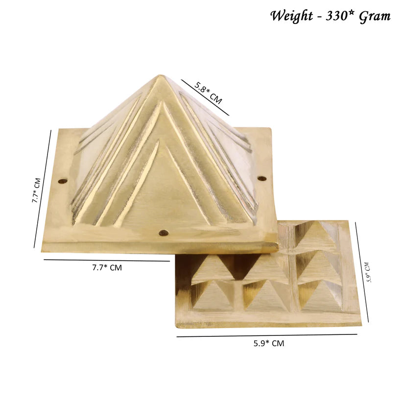 2-layer brass Vastu pyramid dimension and weight diagram