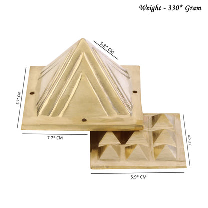 2-layer brass Vastu pyramid dimension and weight diagram