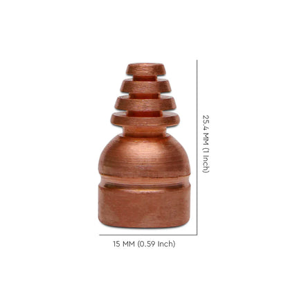Copper cone stud dimension graphic showing 25.4 mm height and 15 mm base