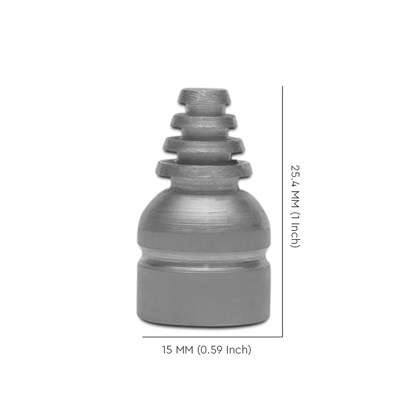 Stainless steel cone stud dimension graphic showing 25.4 mm height and 15 mm base
