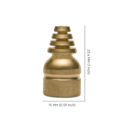 Brass cone stud dimension graphic showing 25.4 mm height and 15 mm base