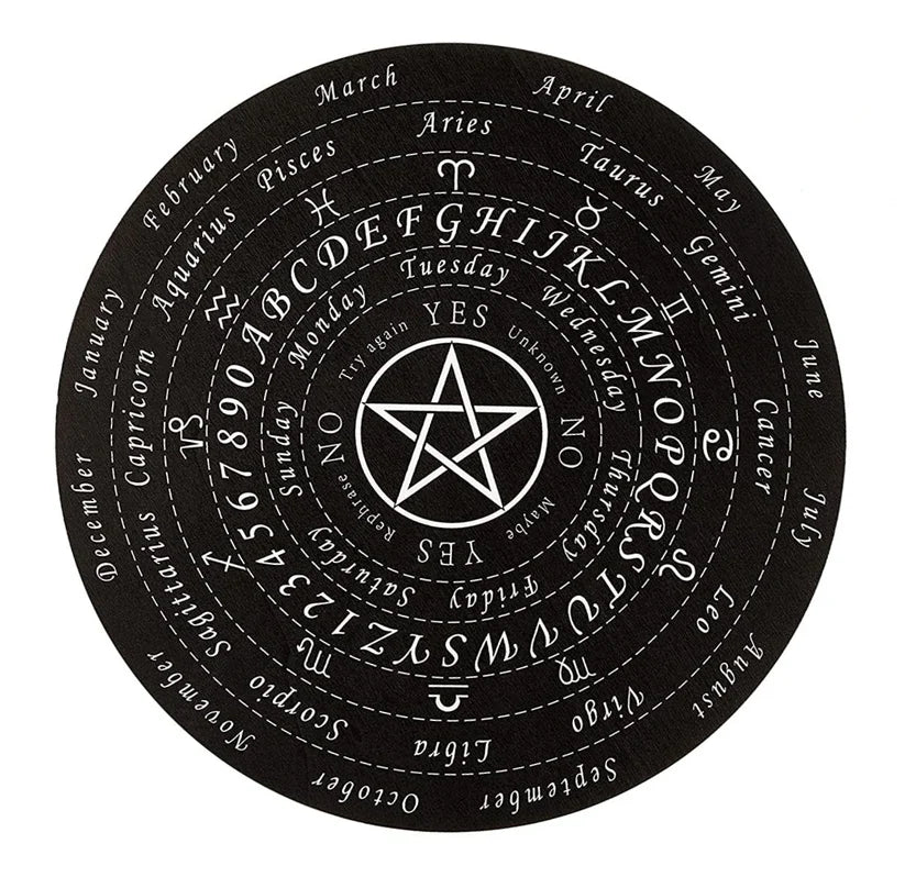 Black Vastu Star pendulum dowsing board isolated on a white background