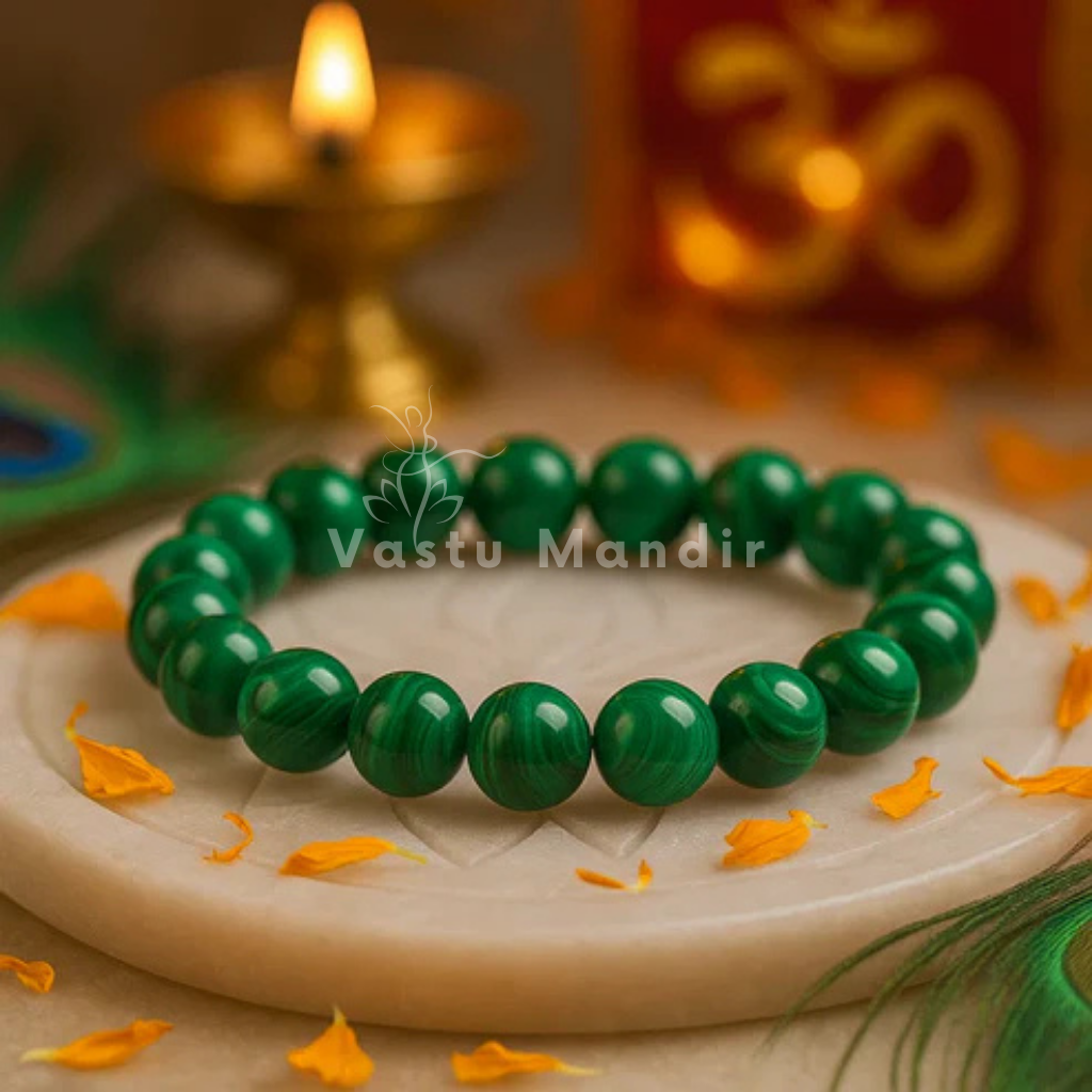 Natural green jade crystal bracelet shown in a separate hand-held product photograph