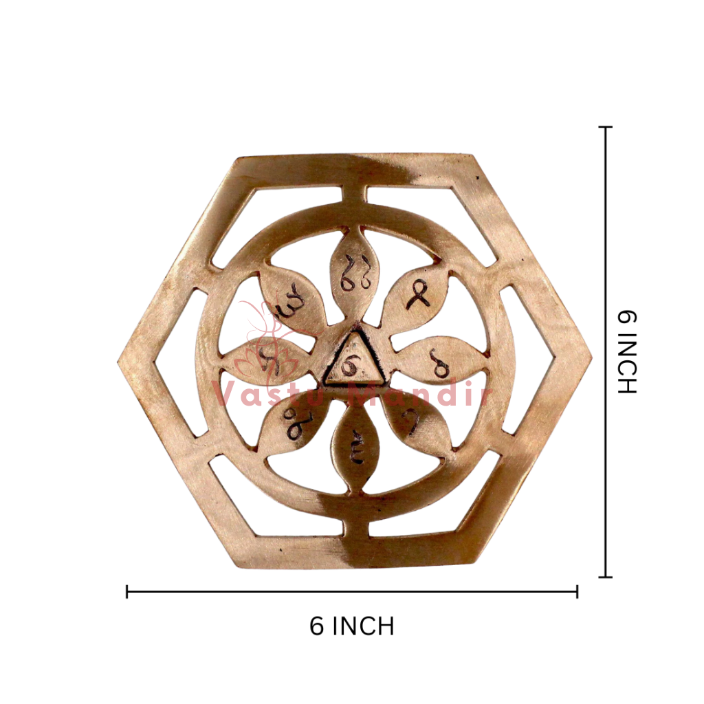 Copper bhoum yantra on a clean white background