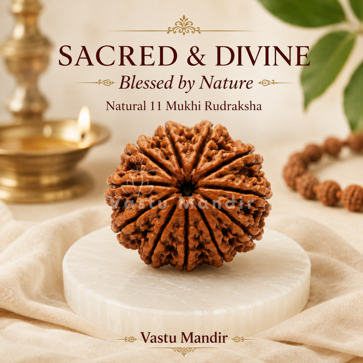 Authentic 11 Mukhi Rudraksha – Vastu Remedy for Meditation Mastery & Wisdom | Ideal for North-East Command Center