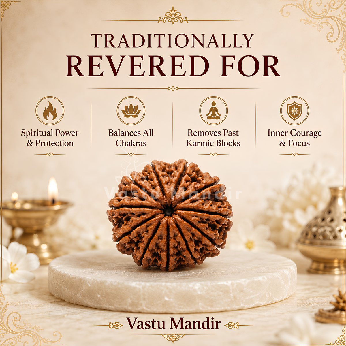 Authentic 11 Mukhi Rudraksha – Vastu Remedy for Meditation Mastery & Wisdom | Ideal for North-East Command Center