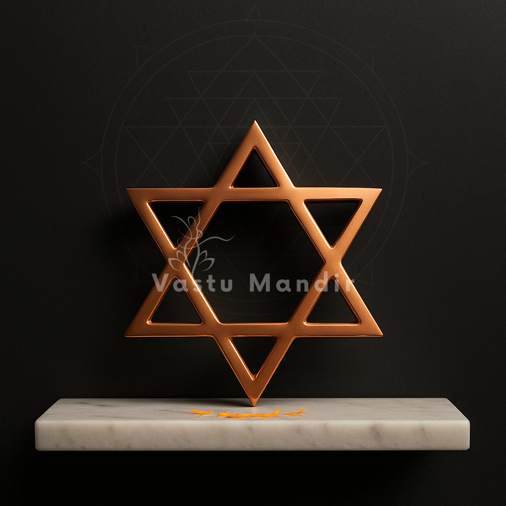 Closer view of the copper star helix against a black background