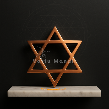 Closer view of the copper star helix against a black background
