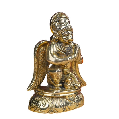 Brass Lord Garud Dev Ji idol front view isolated on white background