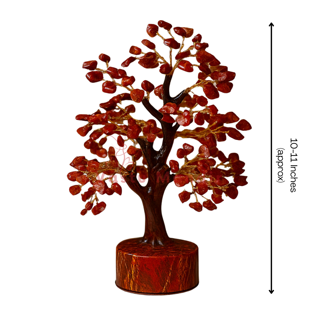 Red jasper crystal tree shown in a clear white-background tree view