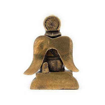 Brass Lord Garud Dev Ji idol rear view showing wings and base
