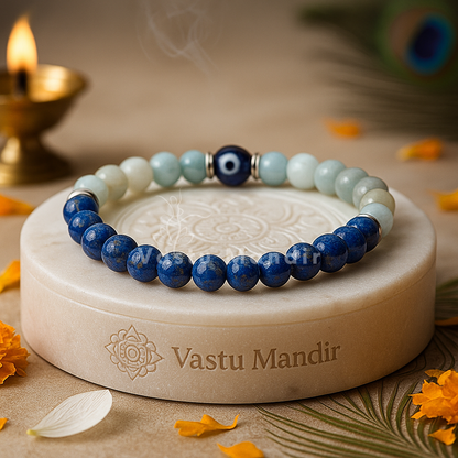 Virgo zodiac crystal bracelet shown in a second hand-held product view