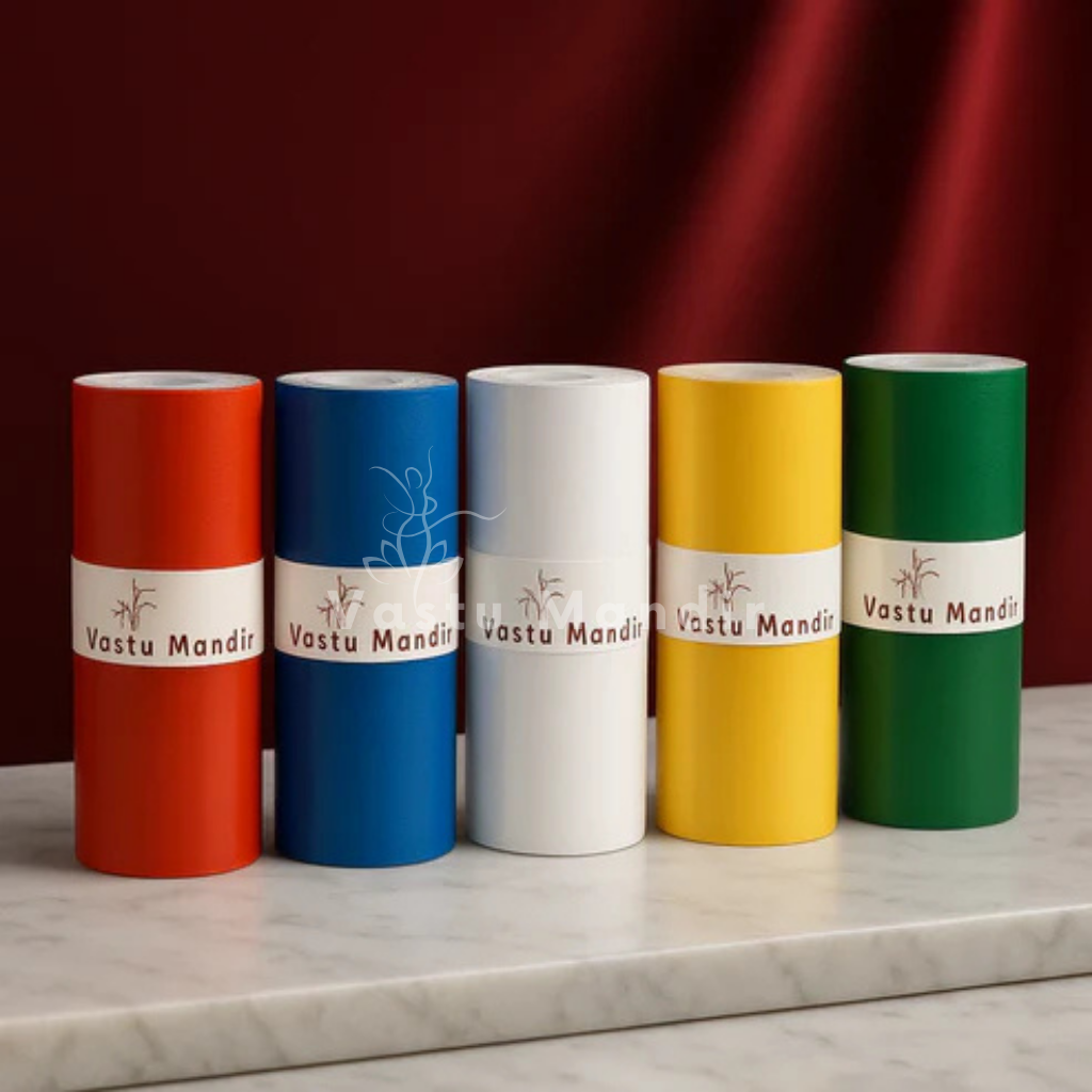 Multicolor Vastu color tape set arranged in a warm low-light product setting