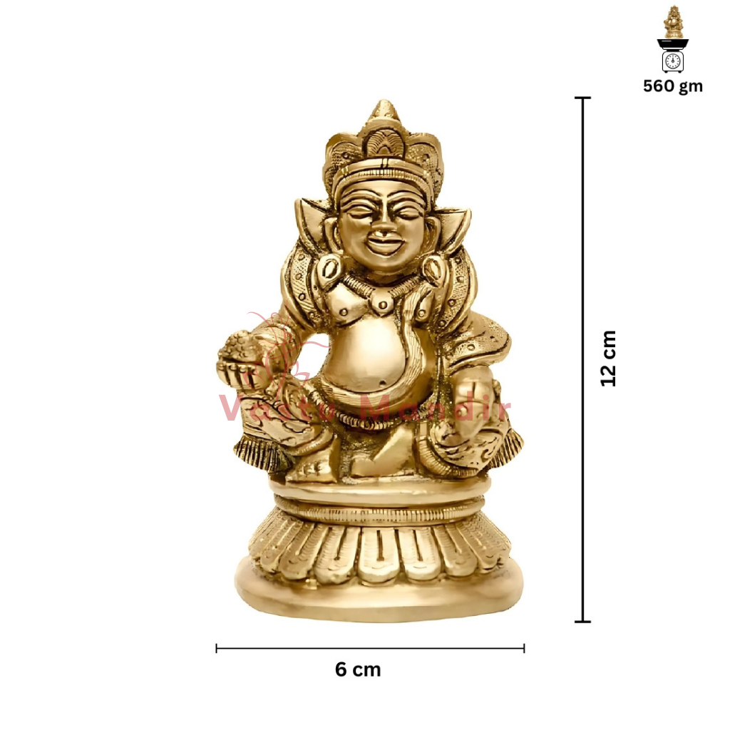Brass Kuber Ji idol dimension diagram showing 12 cm height and 550 g weight