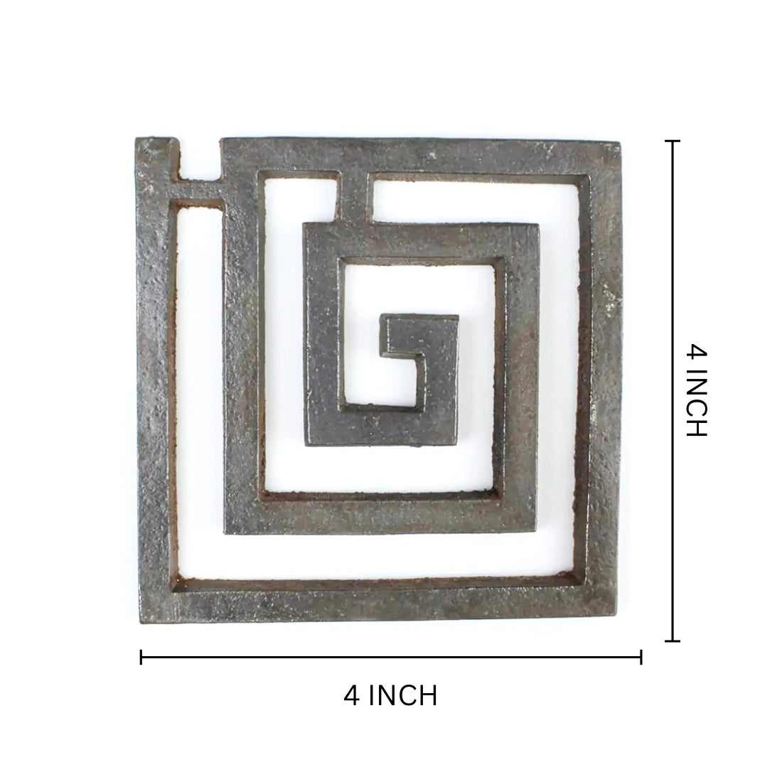 Iron square spiral helix dimension graphic showing the 4-inch option