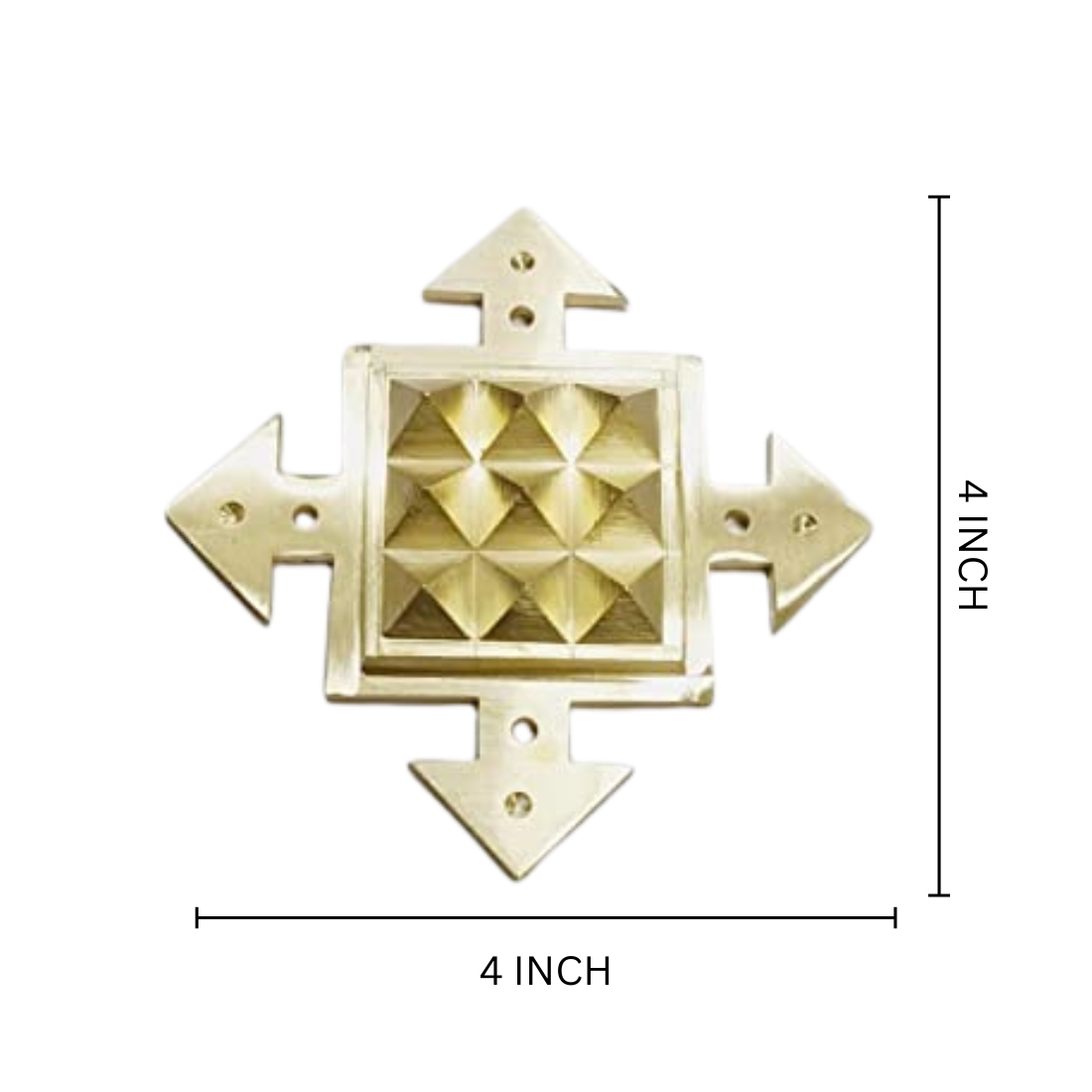 Brass arrow pyramid plate displayed on a light background