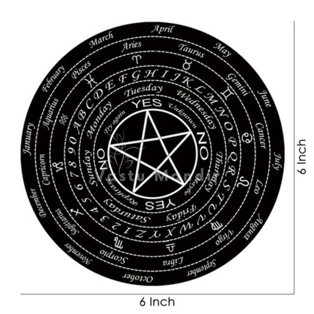 Six-inch Vastu Star dowsing board dimension infographic