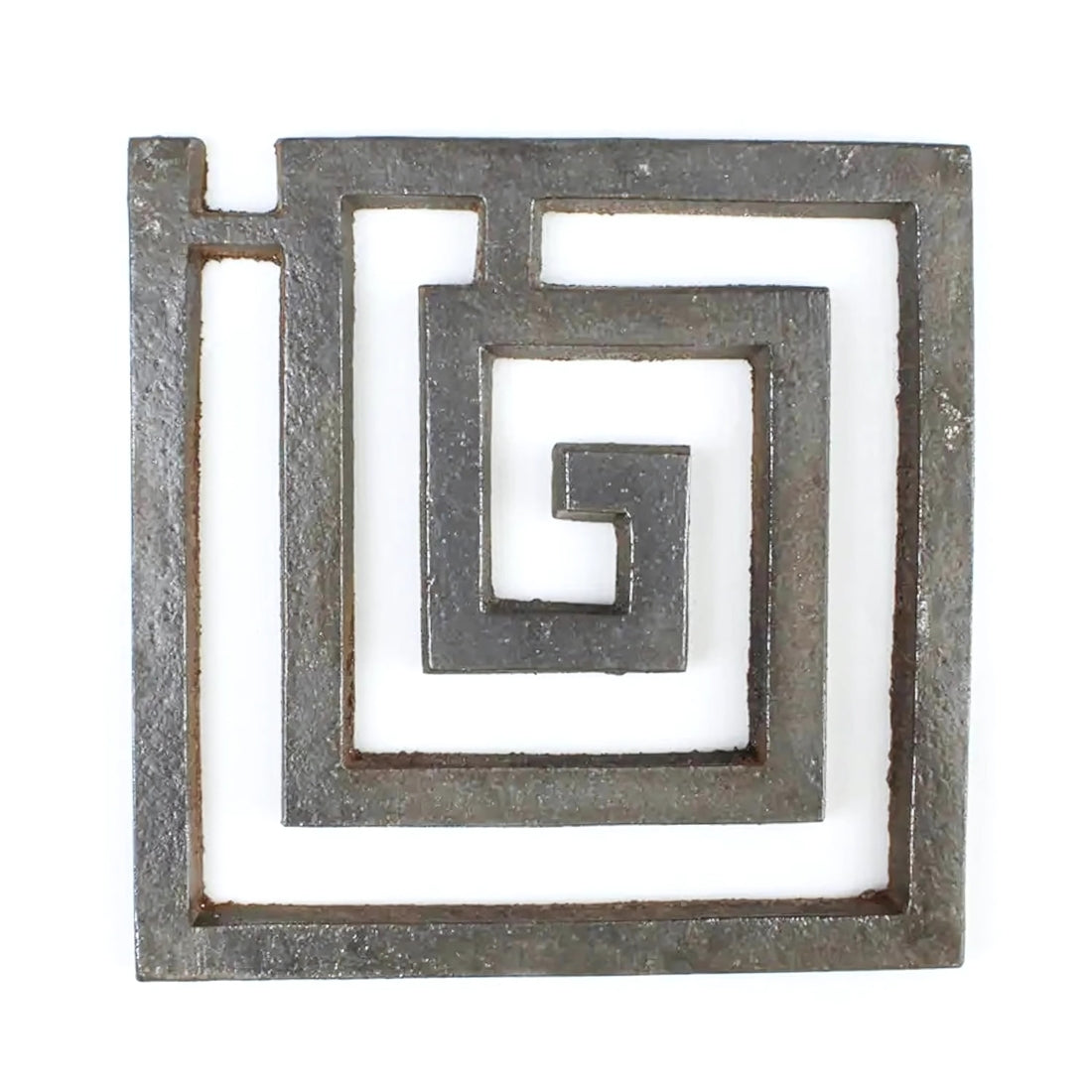 Front view of the iron square spiral helix on a clean white background