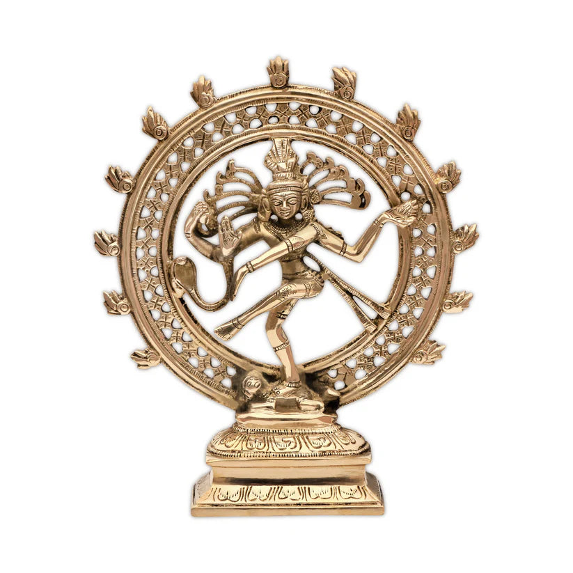 Brass Nataraja idol front view isolated on white background