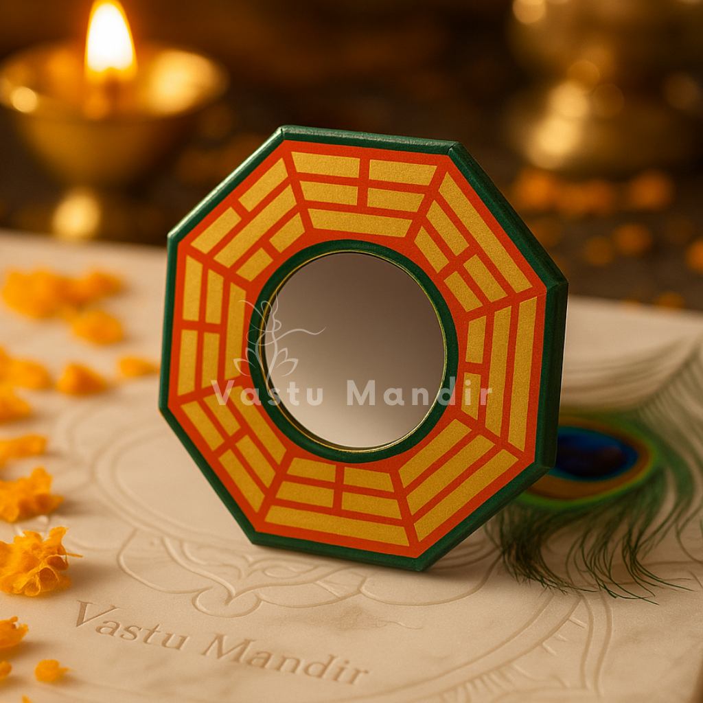Pakua mirror displayed on a wall in an interior setting