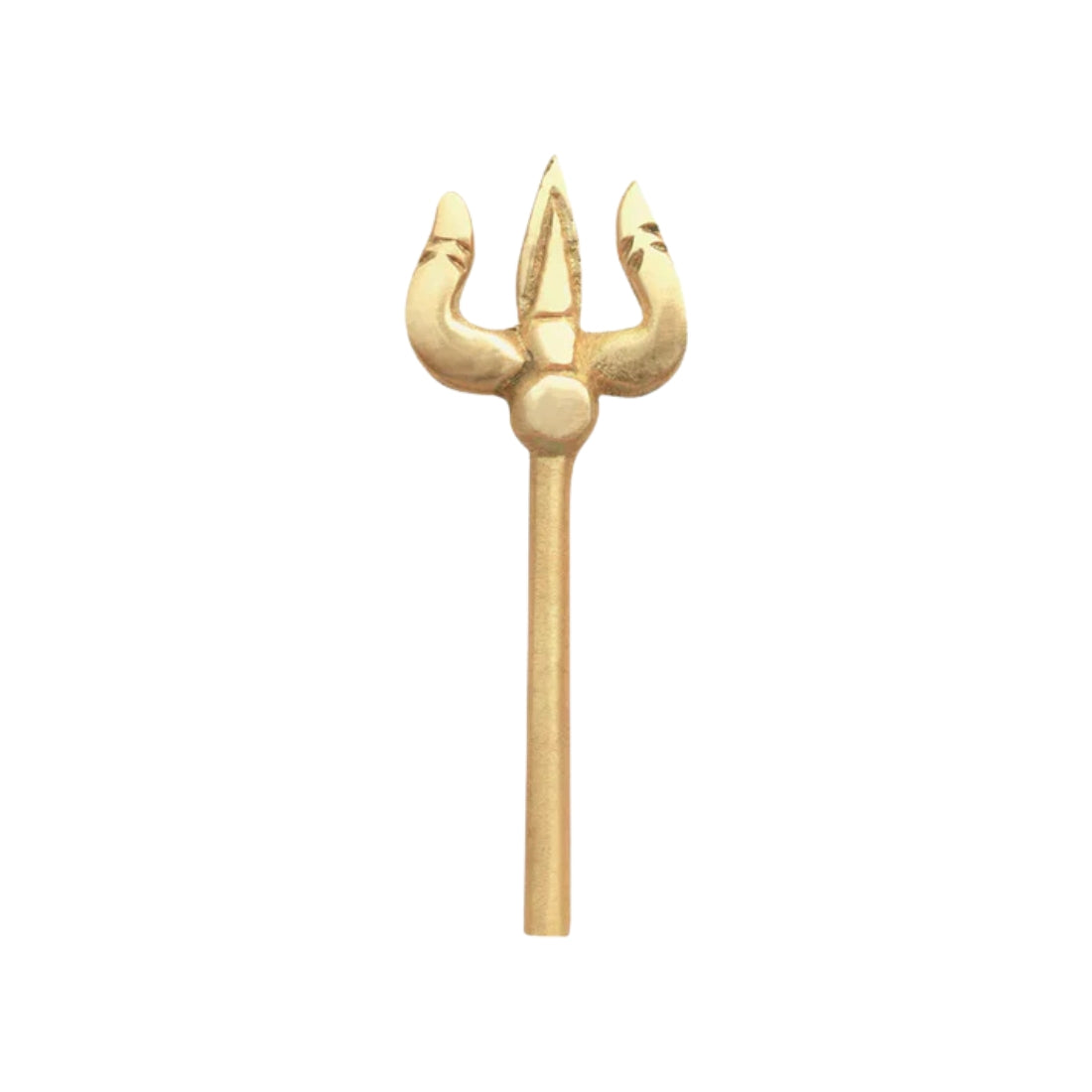 Brass Trishul idol front view isolated on white background
