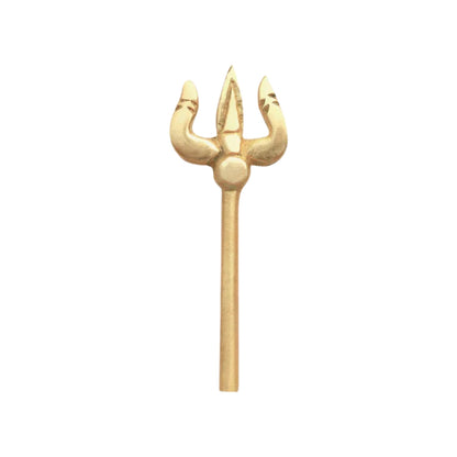 Brass Trishul idol front view isolated on white background
