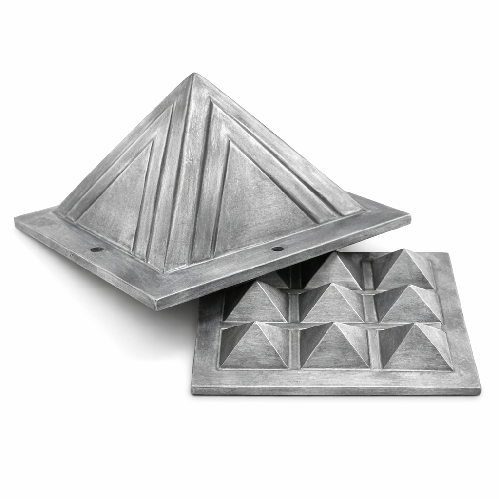 Two zinc pyramid layers shown separated on a clean white background