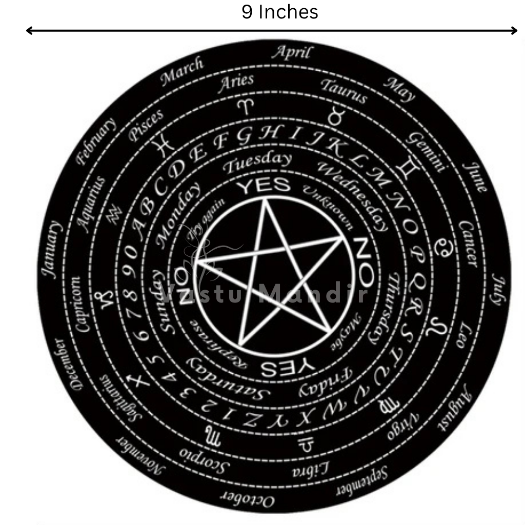 Nine-inch Vastu Star dowsing board dimension infographic