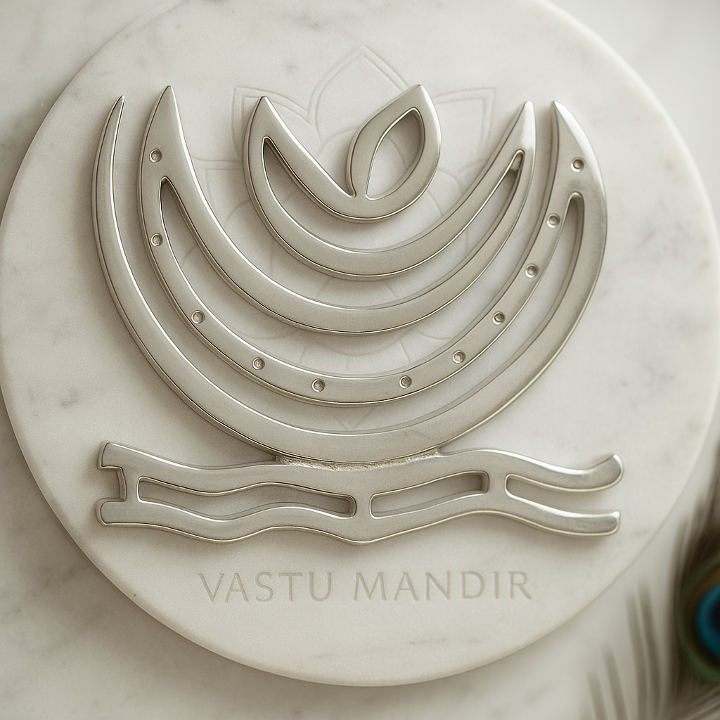 Aluminium curved helix and base pieces shown from a second angle on a marble plate