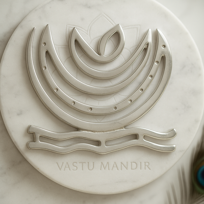 Aluminium curved helix and base pieces shown from a second angle on a marble plate