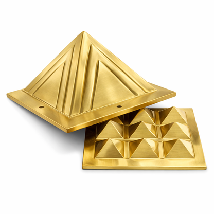 Two brass pyramid layers shown separated on a clean white background