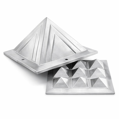 Two aluminium pyramid layers shown separated on a clean white background