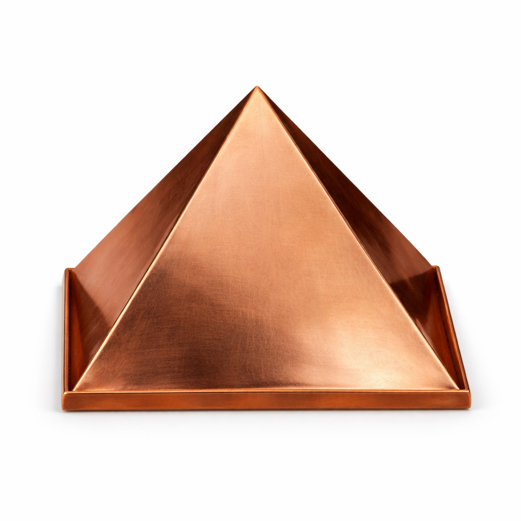Hollow Copper Pyramid – close-up showing the surface finish and edges