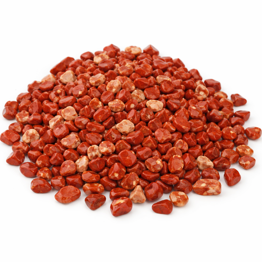 Red Jasper Crystal Chips on a white background