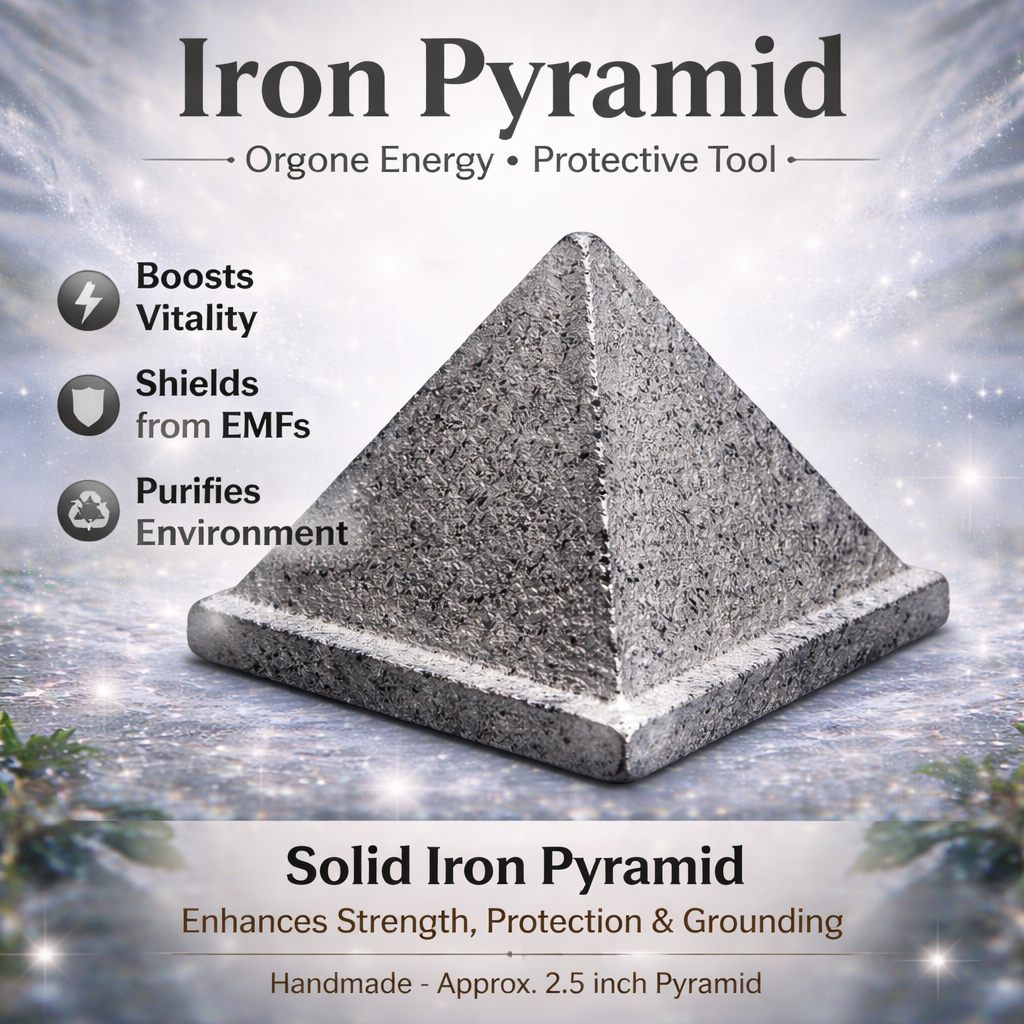 Solid Iron Metal Pyramid – top-down view showing the apex and square base
