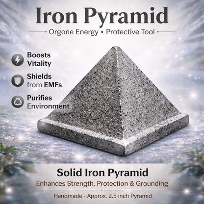 Solid Iron Metal Pyramid – top-down view showing the apex and square base