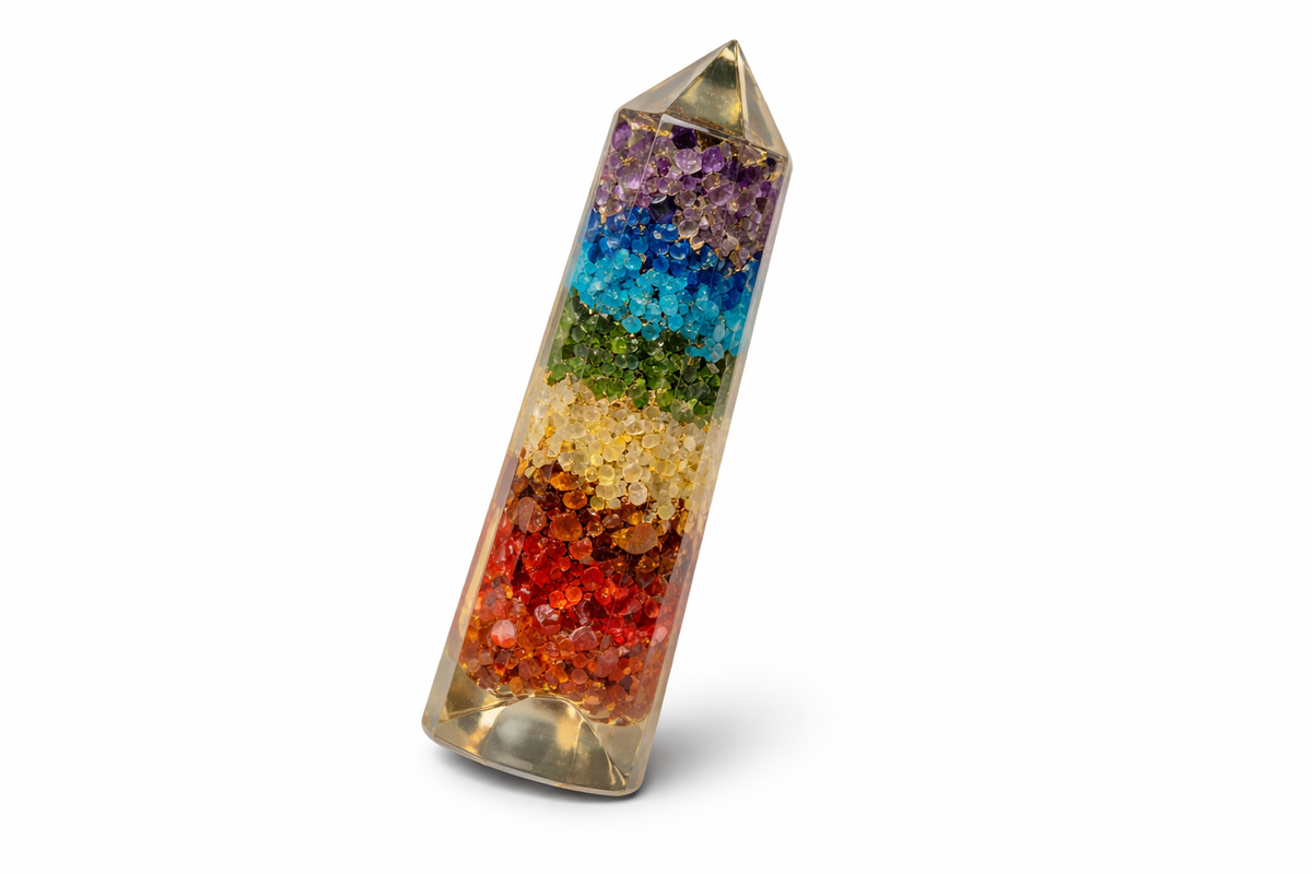 Seven chakra Vastu pencil shown as a full product view with white space around it