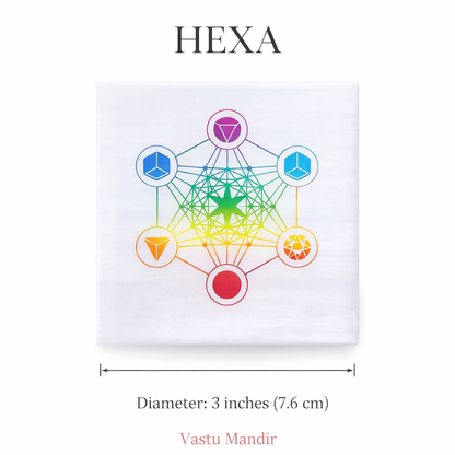 Hexagonal selenite plate on a clean white background