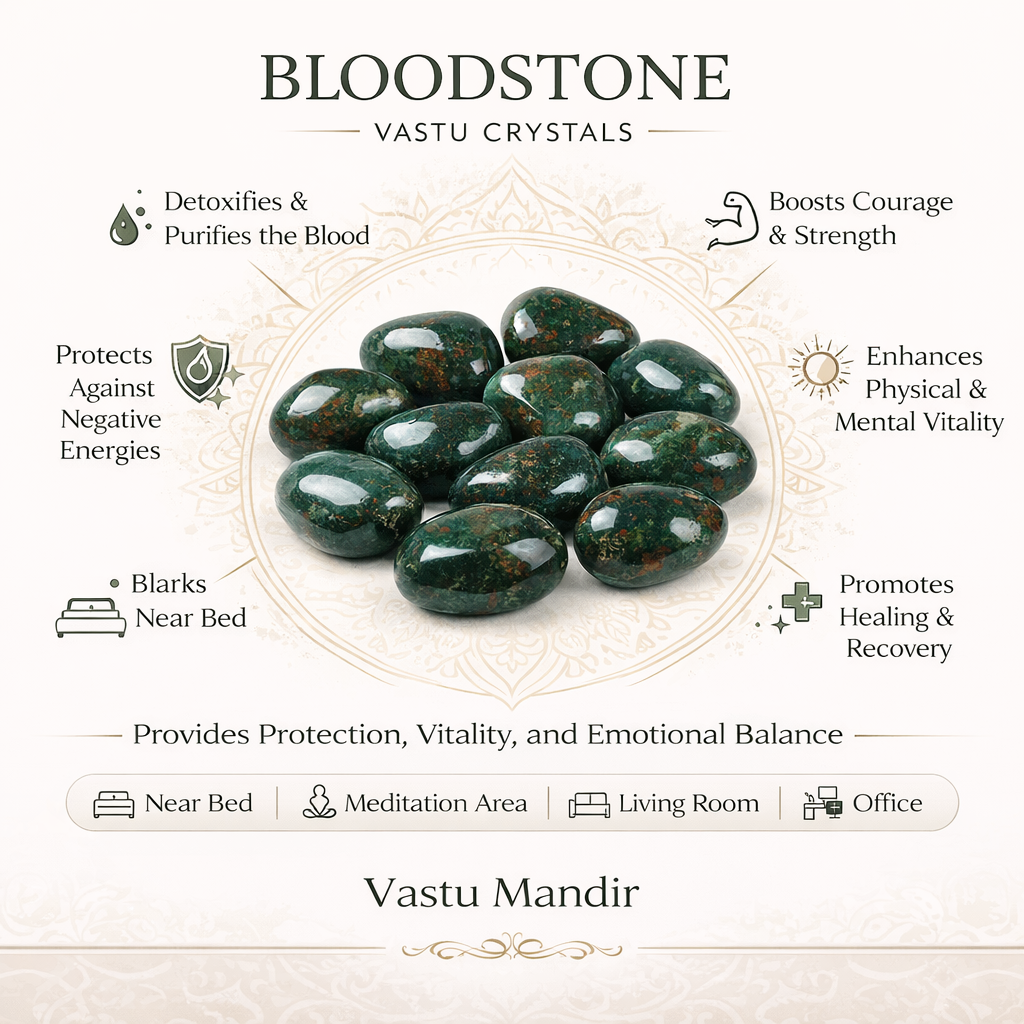 Natural bloodstone tumbled stones infographic summarising visible product features