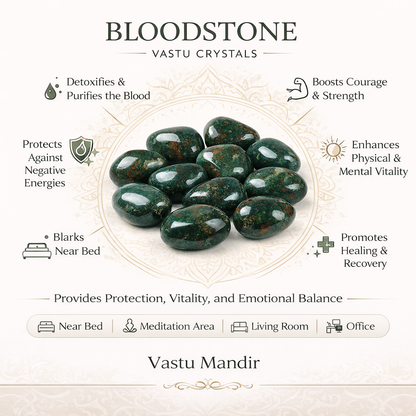 Natural bloodstone tumbled stones infographic summarising visible product features