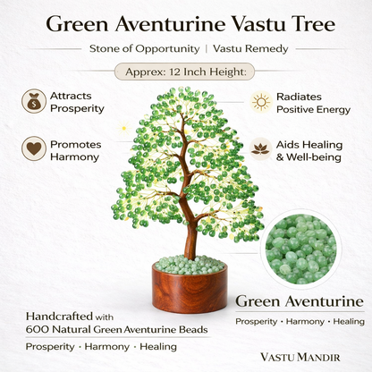 Green aventurine money tree information graphic showing visible product details