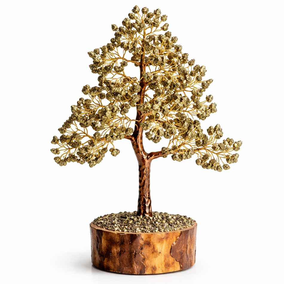 Pyrite money tree on a clean white background